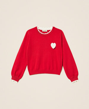 TWINSET MAGLIA GIROCOLLO CON CUORE