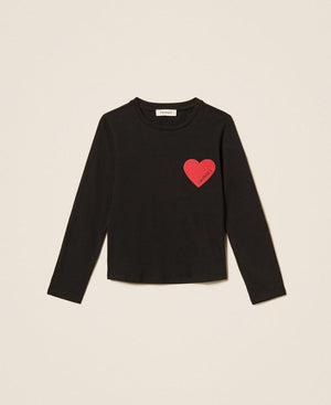 TWINSET T-SHIRT M/L CON STAMPA CUORE FLOCK