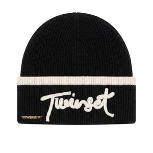 TWINSET CUFFIA IN MAGLIA CON LOGO RICAMATO