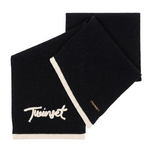 TWINSET SCIARPA IN MAGLIA CON LOGO RICAMATO