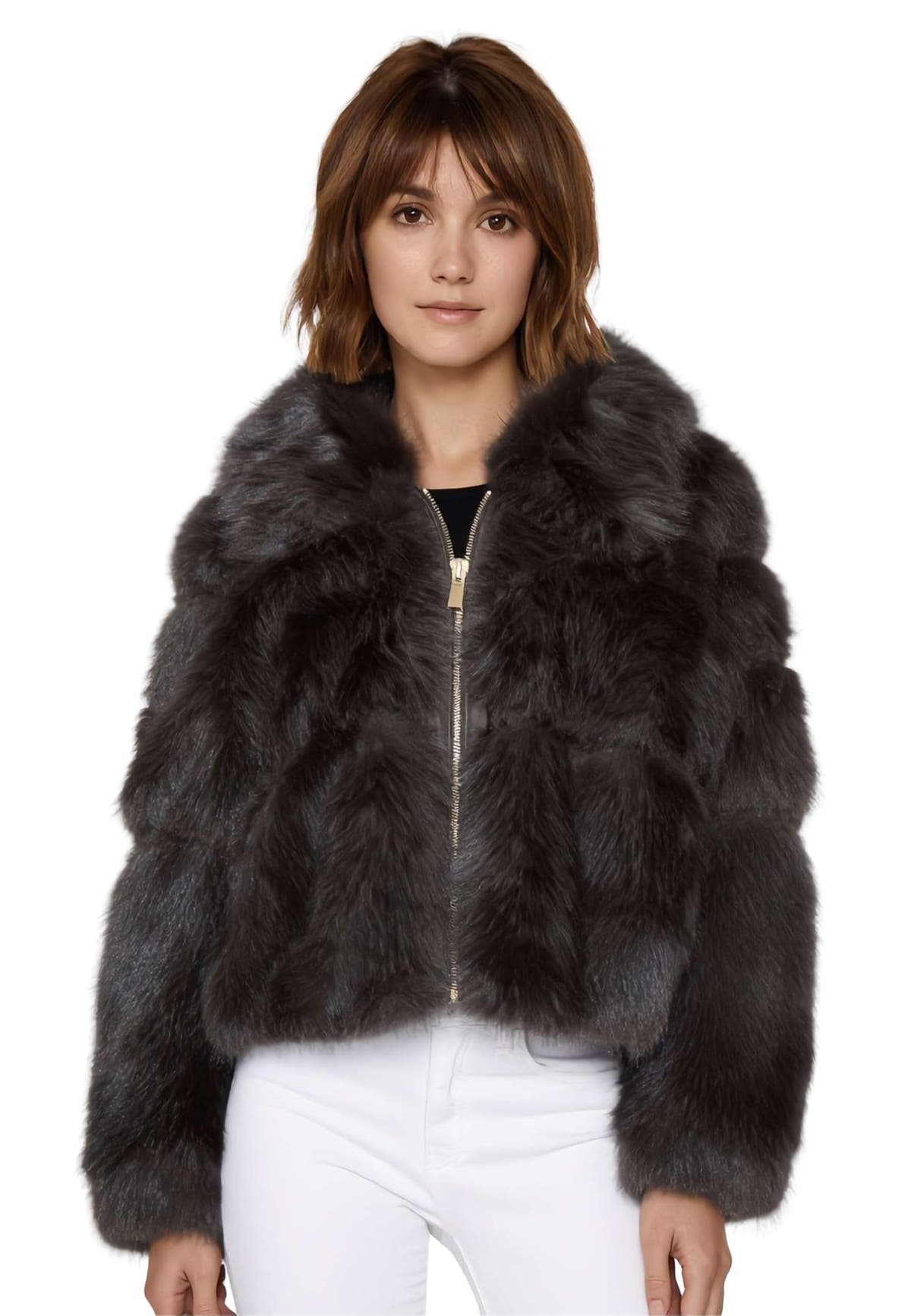 GIACCA DONNA IN TESSUTO EFF.PELUCHE, INS.COATED 