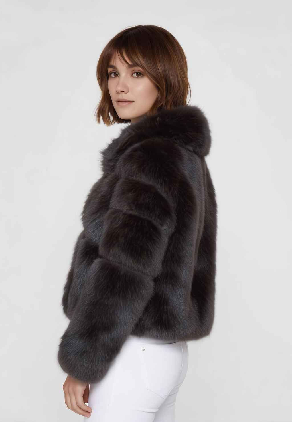 GIACCA DONNA IN TESSUTO EFF.PELUCHE, INS.COATED 
