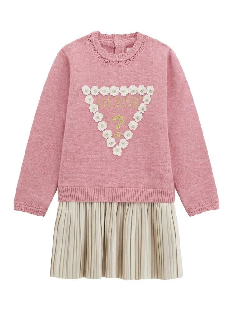 LS MIXED FABRIC DRESS 