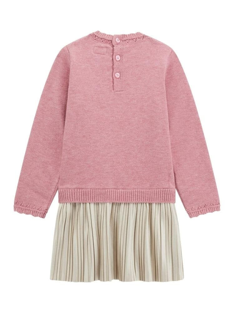 LS MIXED FABRIC DRESS 