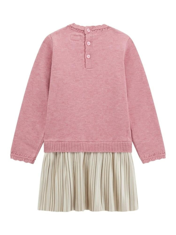 LS MIXED FABRIC DRESS 