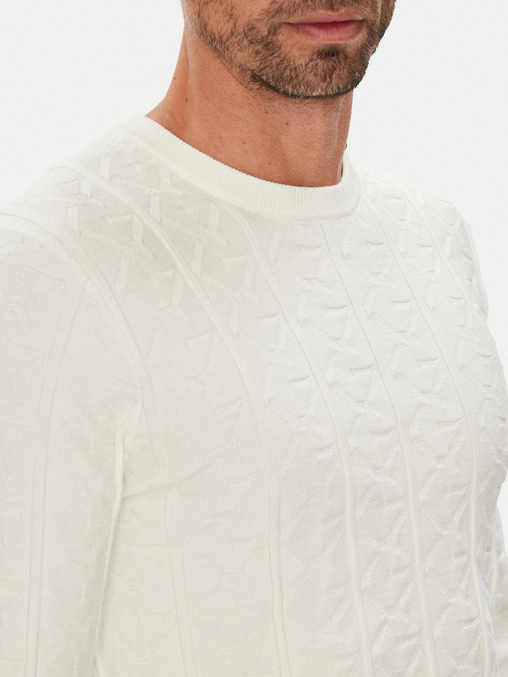 HERON CN LS MONOGRAM SWEATER 