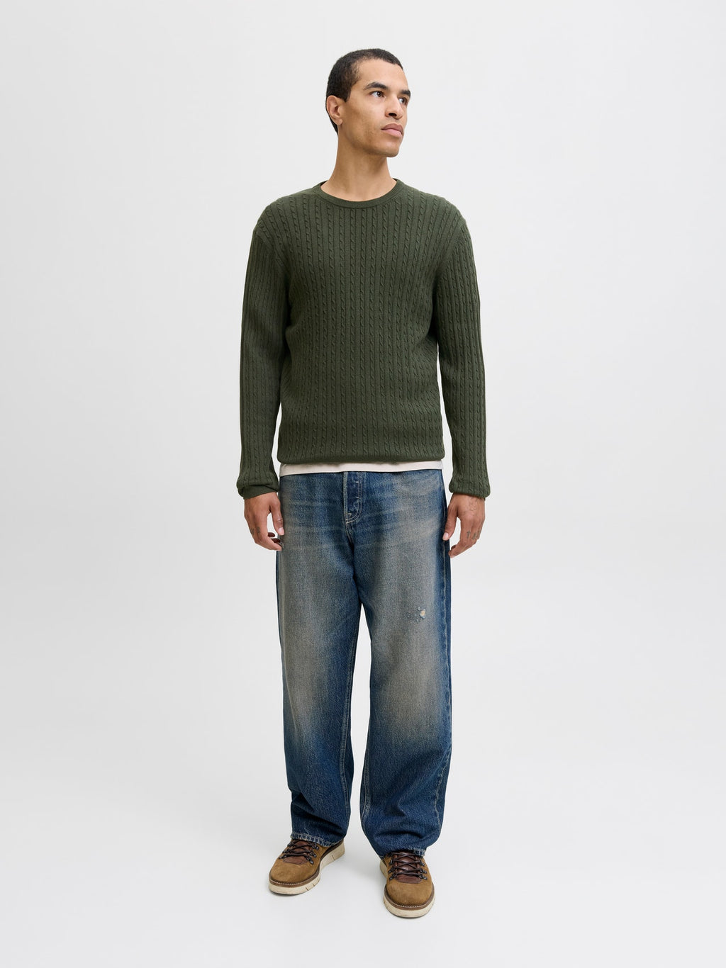 JJEEMIL KNIT CABLE CREW NECK NOOS 