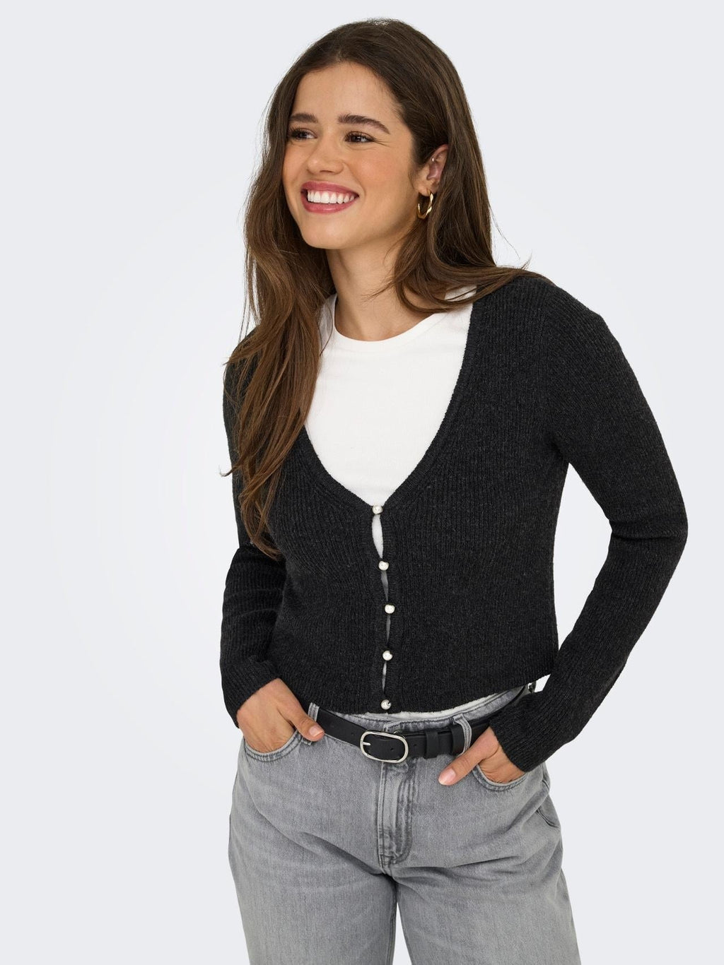 ONLRICA LIFE LS VNECK PEARLCARD KNT 