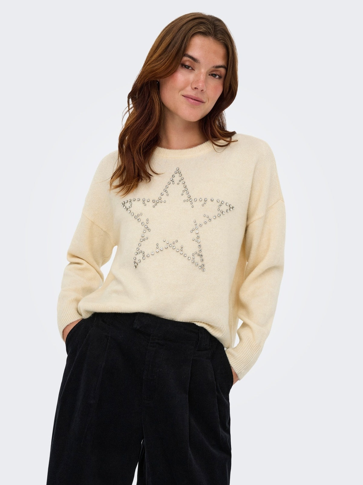 ONLRENATA LIFE LS O-NECK BLING KNT 