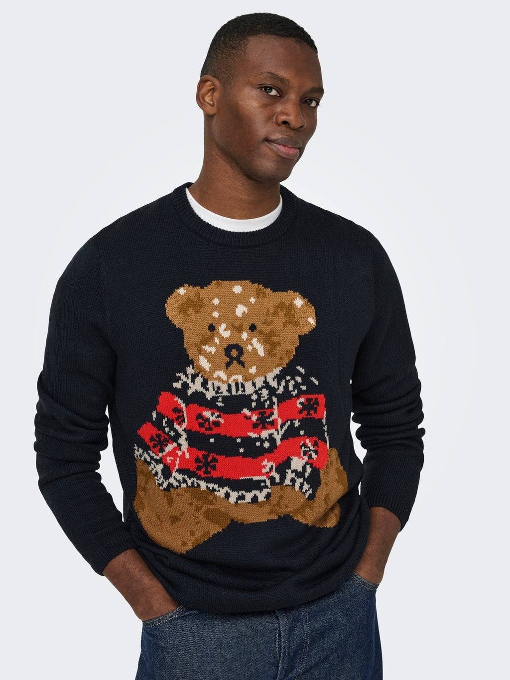 ONSXMAS REG 5 TEDDY CREW KNIT 
