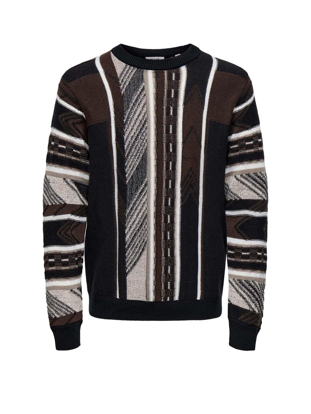 ONSRISE REG LS PATTERN CREW KNIT 