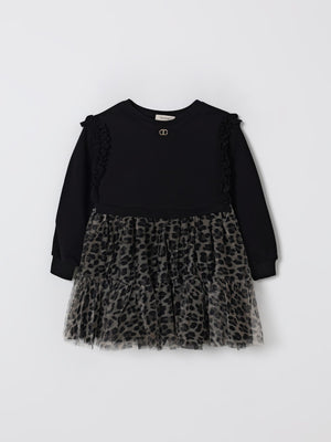 TWINSET ABITO IN FELPA CON GONNA A BALZE IN TULLE