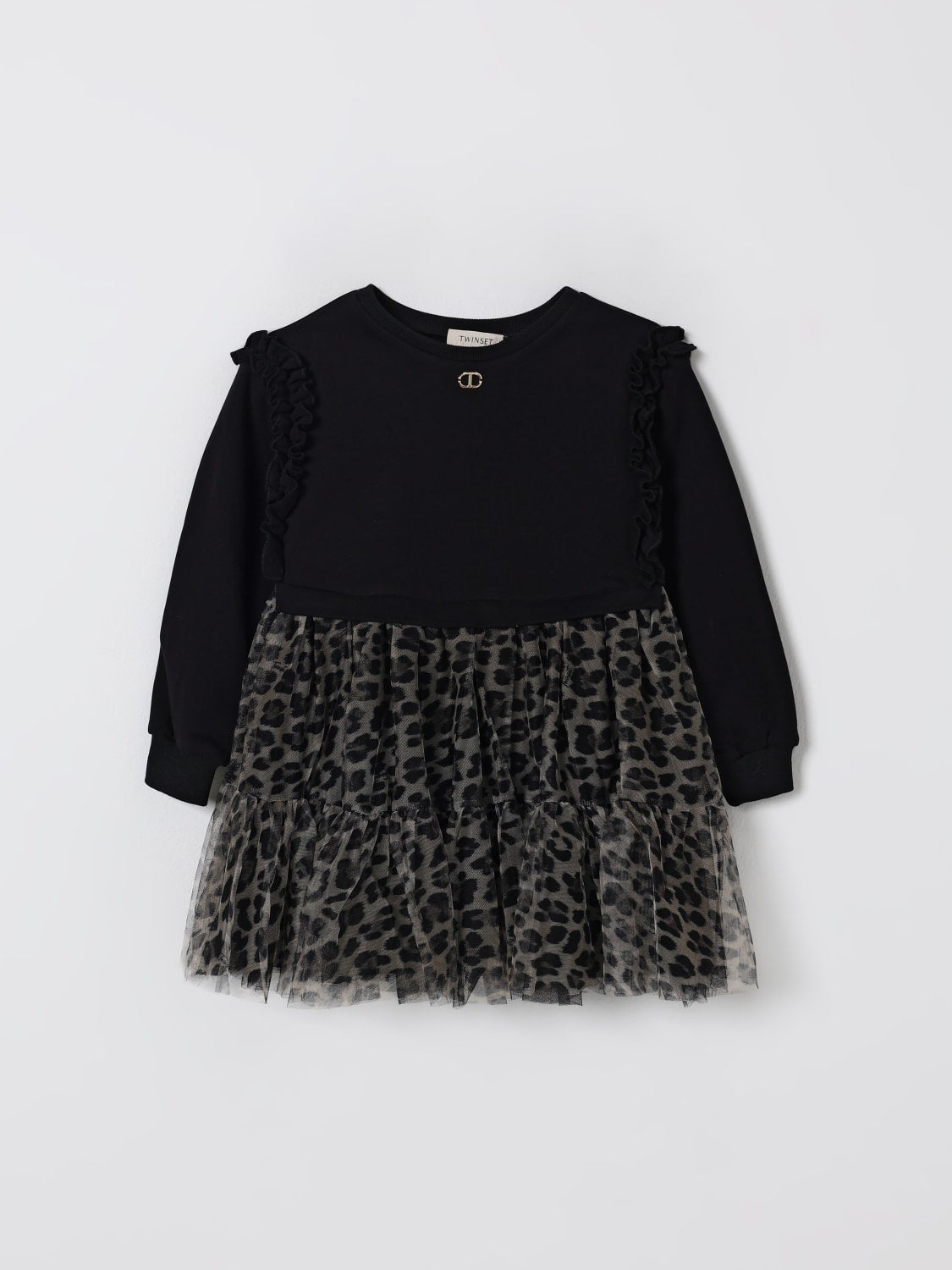 ABITO IN FELPA CON GONNA A BALZE IN TULLE 
