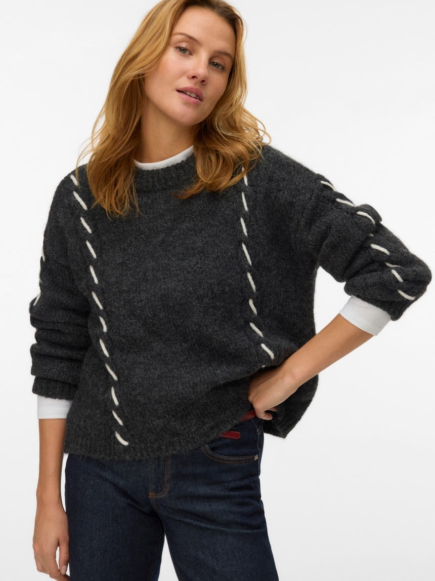 VMILINA LS O-NECK HANDSTITCH PULLOVER 
