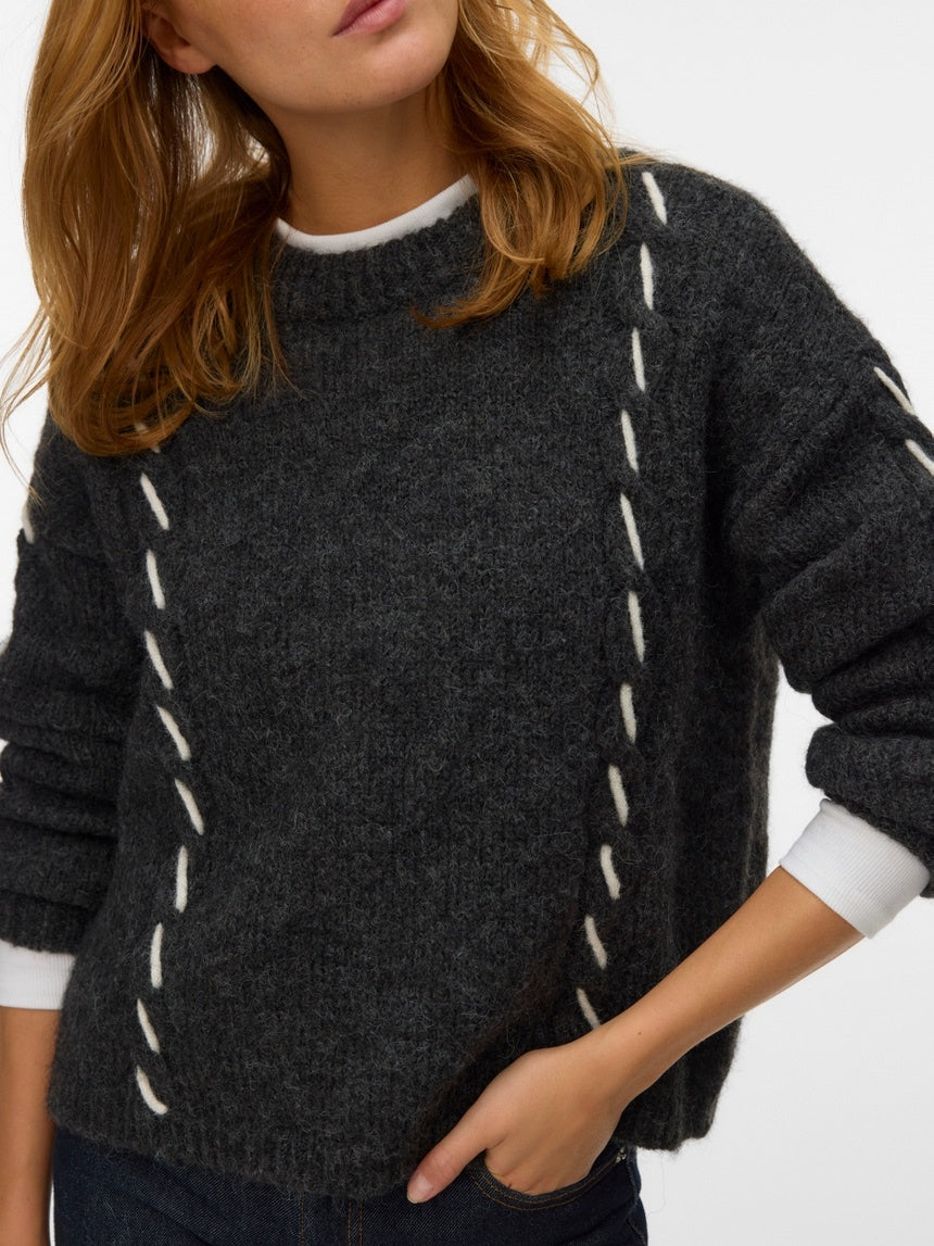 VMILINA LS O-NECK HANDSTITCH PULLOVER 