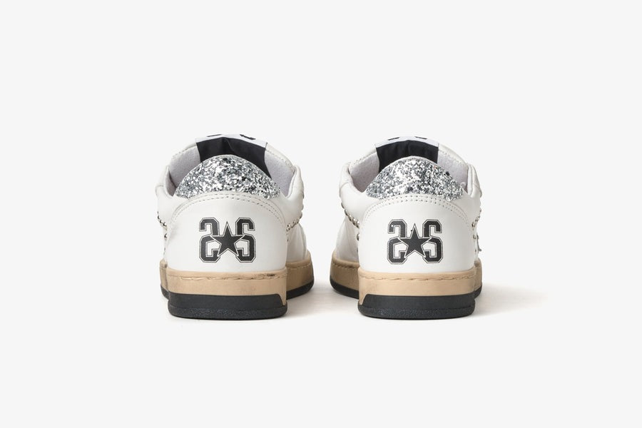 SNEAKERS WEEK STAR BIANCO/ARGENTO CON BORCHIE 