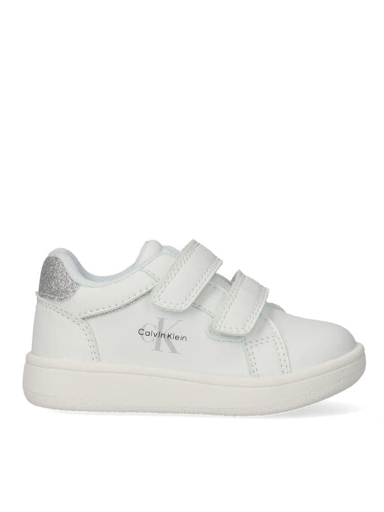 SNEAKER BASSA VELCRO BIANCO/ARGENTO 