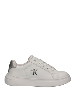 CALVIN KLEIN SNEAKER BASSA ALLACCIATA BIANCO/ARGENTO
