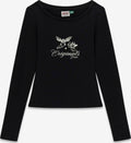 GUESS GO BOAT NECK RIB PRINTED TOP