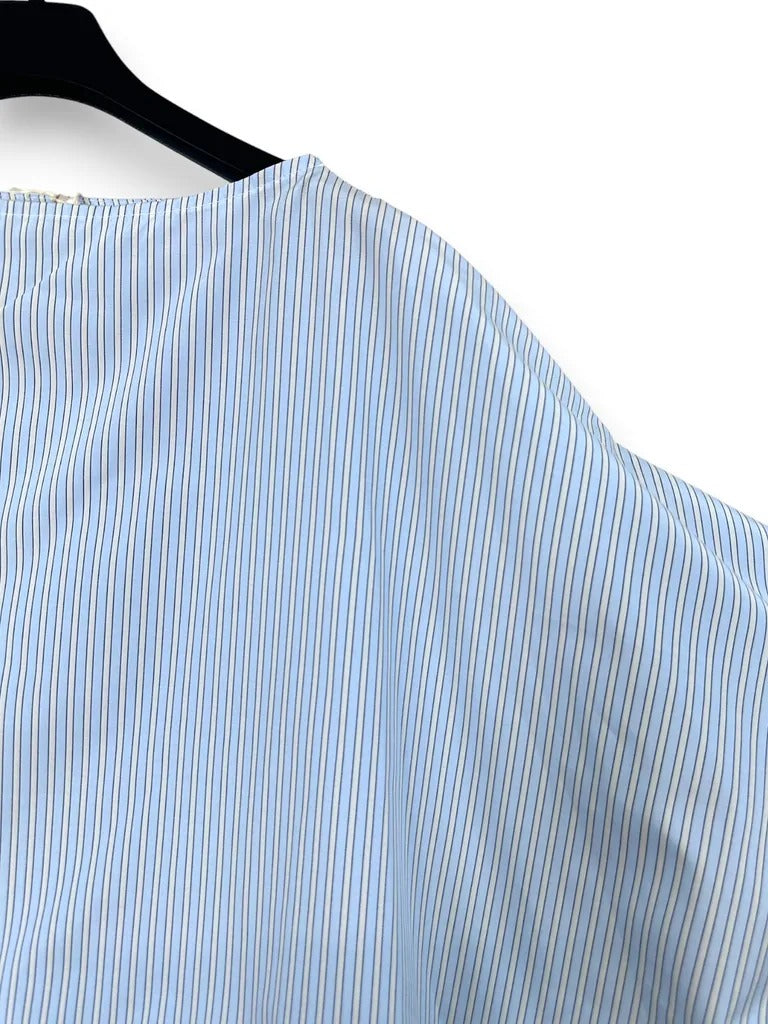 Blusa rigata con maniche a palloncino 