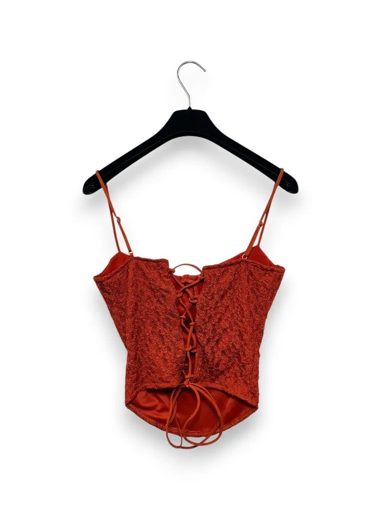 Corsetto in pizzo con coulisse sulla schiena 