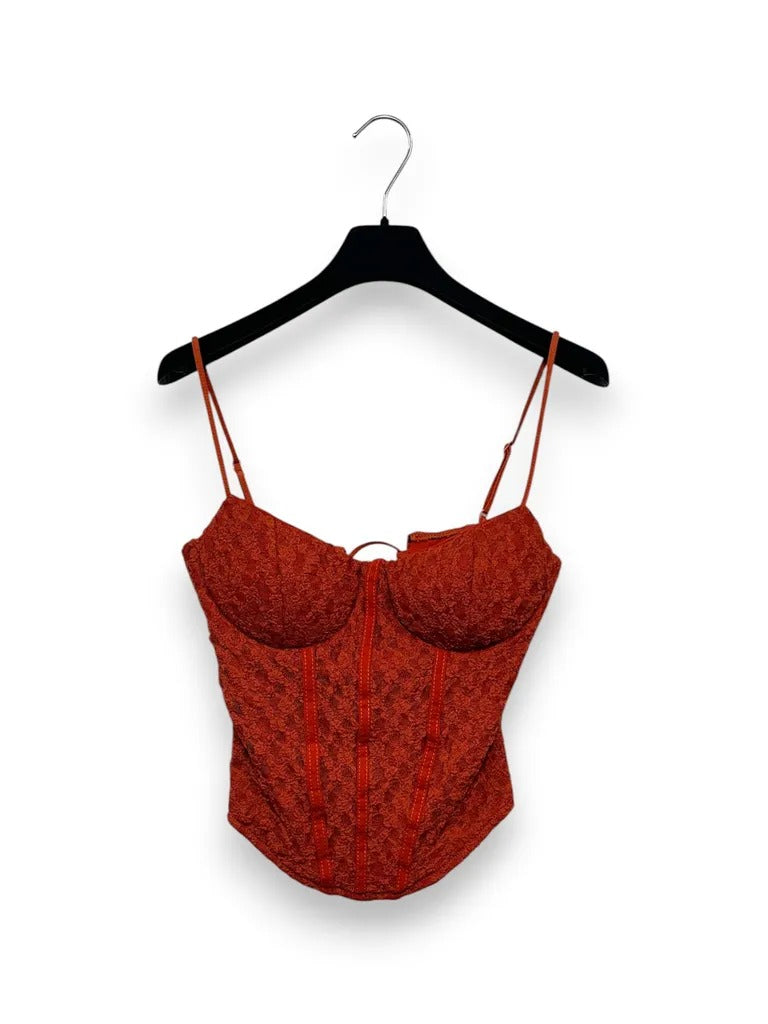 Corsetto in pizzo con coulisse sulla schiena 