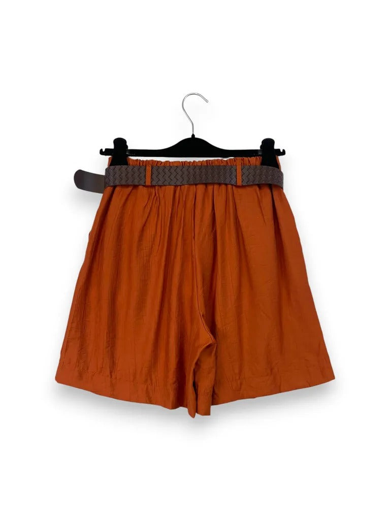 Bermuda in viscosa goffrata con elastico retro vita 