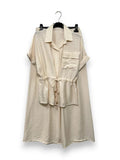LOVEme Completo pantalone a gamba larga e camicia con coulisse in vita