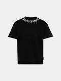 PALM ANGELS NECK LOGO BRUSHED TEE REG BOY