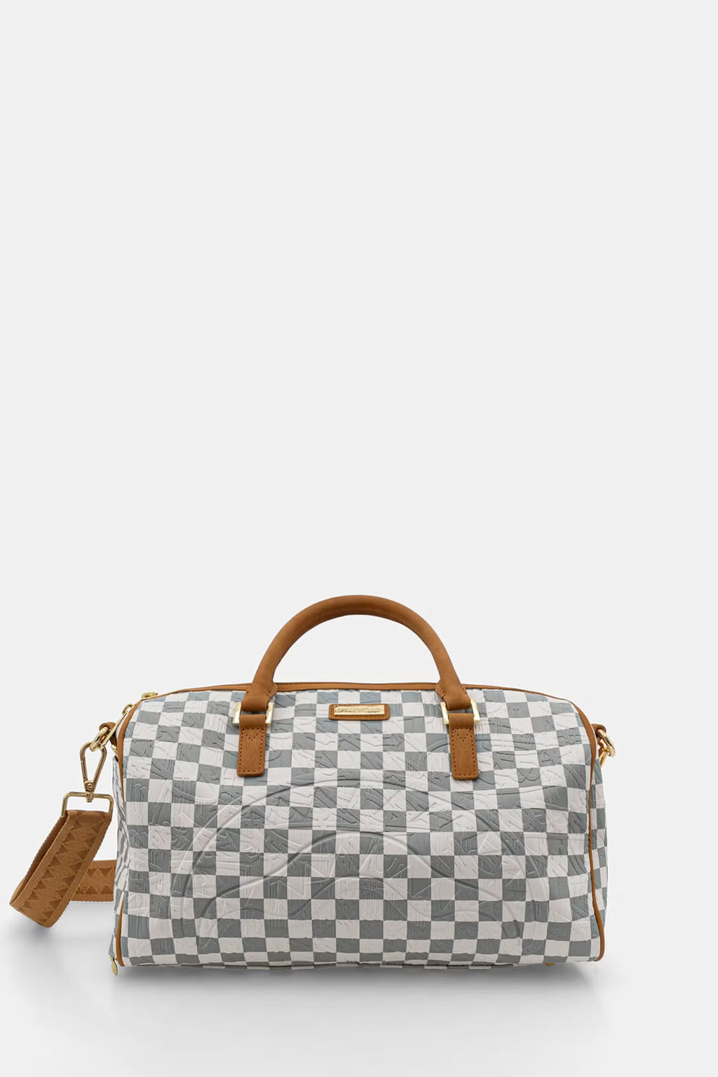GRAFF EMBOSSED CREAM CHECK<BR/>MINI DUFFLE 