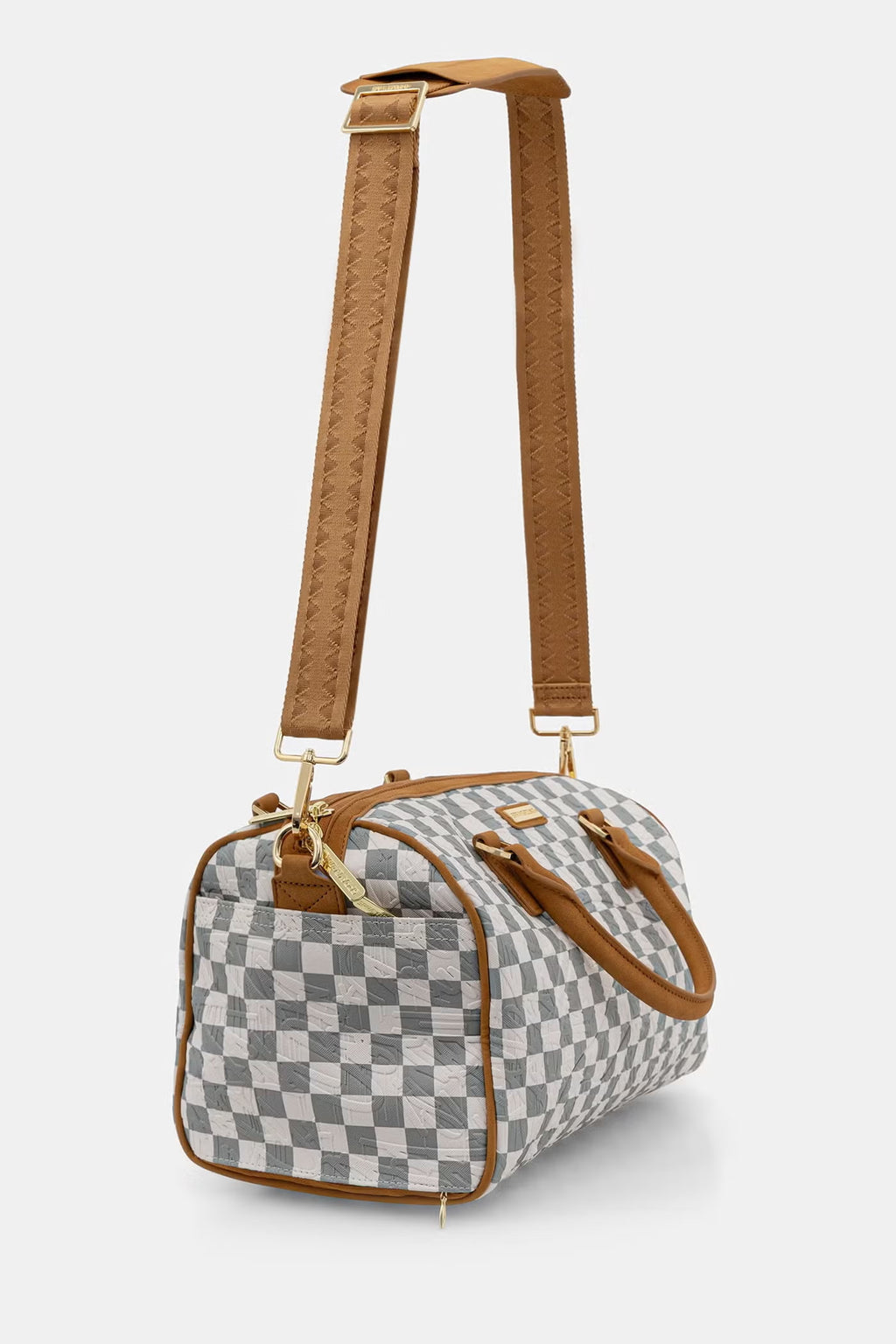 GRAFF EMBOSSED CREAM CHECK<BR/>MINI DUFFLE 