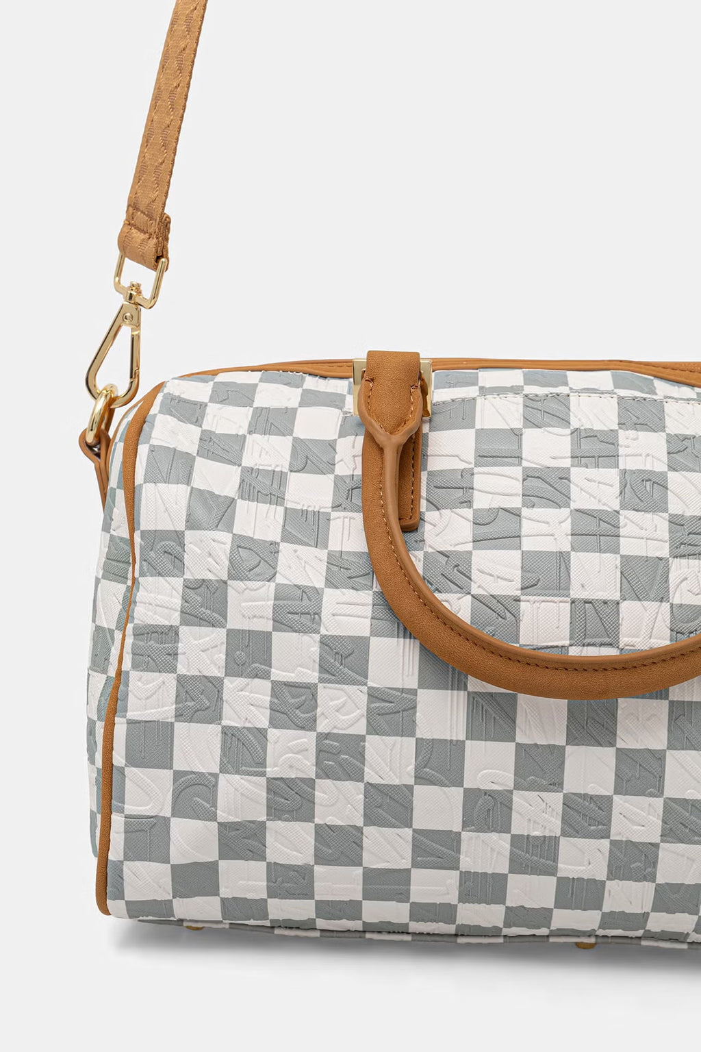 GRAFF EMBOSSED CREAM CHECK<BR/>MINI DUFFLE 