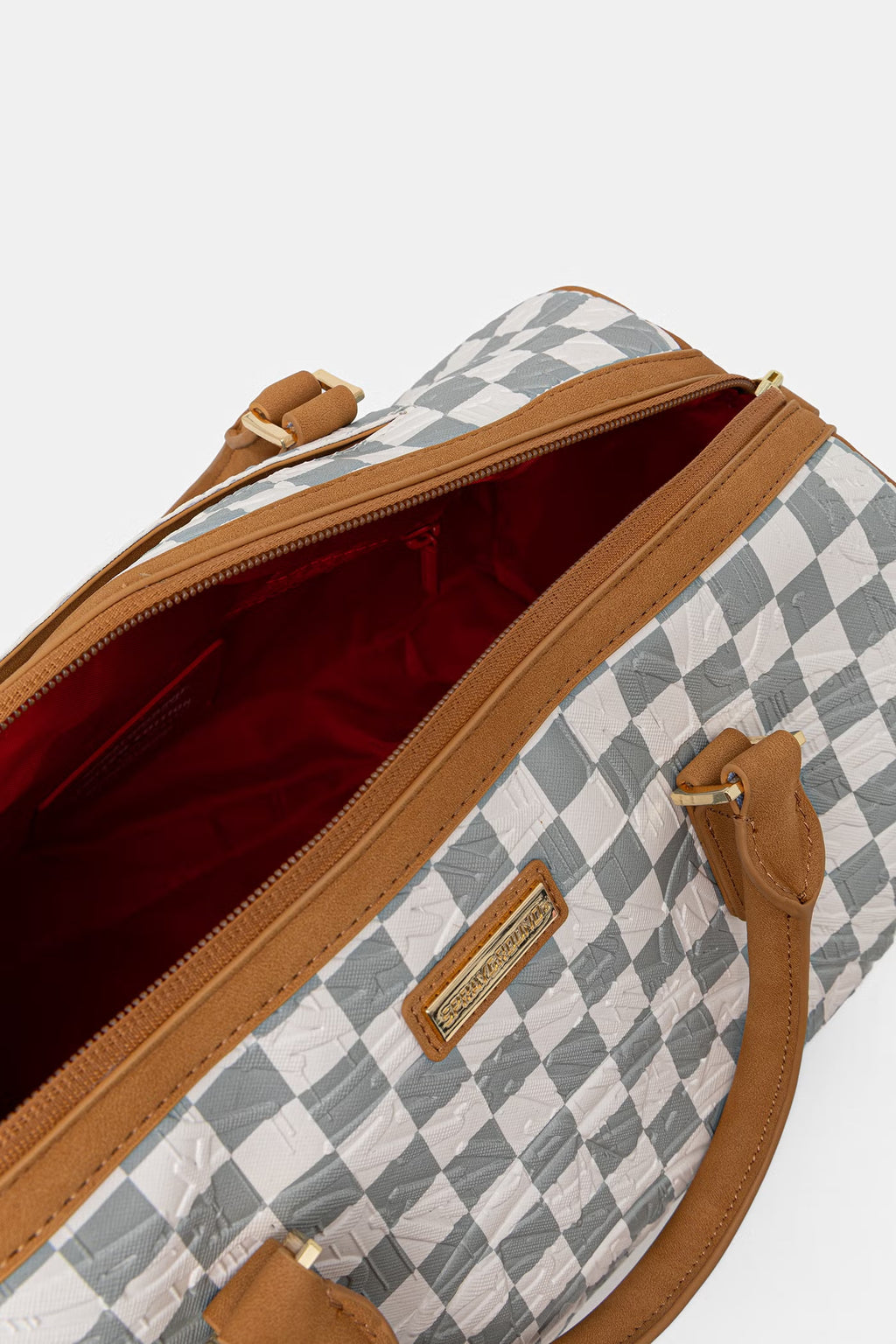 GRAFF EMBOSSED CREAM CHECK<BR/>MINI DUFFLE 