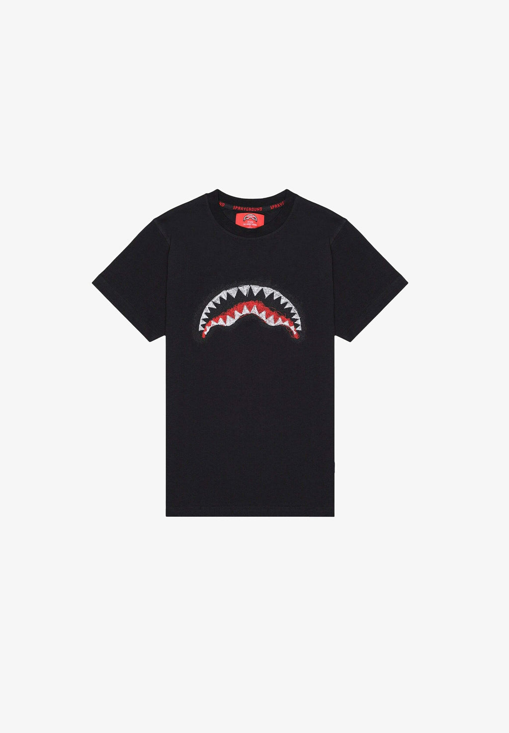 SCRIBBLE EMBROIDERY SHARK REG<BR/>T-SHIRT BLK 