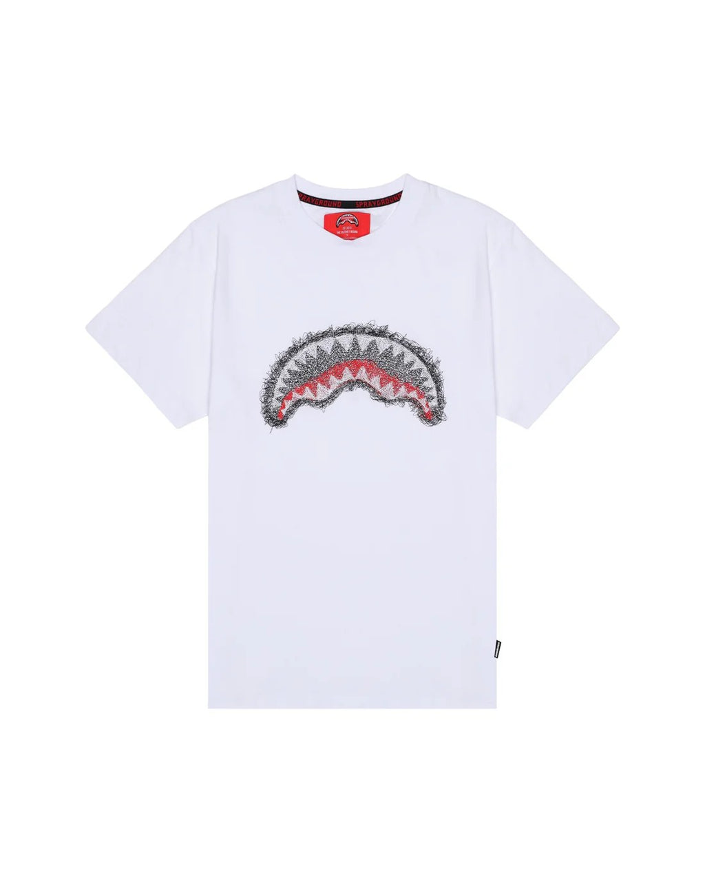 SCRIBBLE EMBROIDERY SHARK REG<BR/>T-SHIRT WHT 