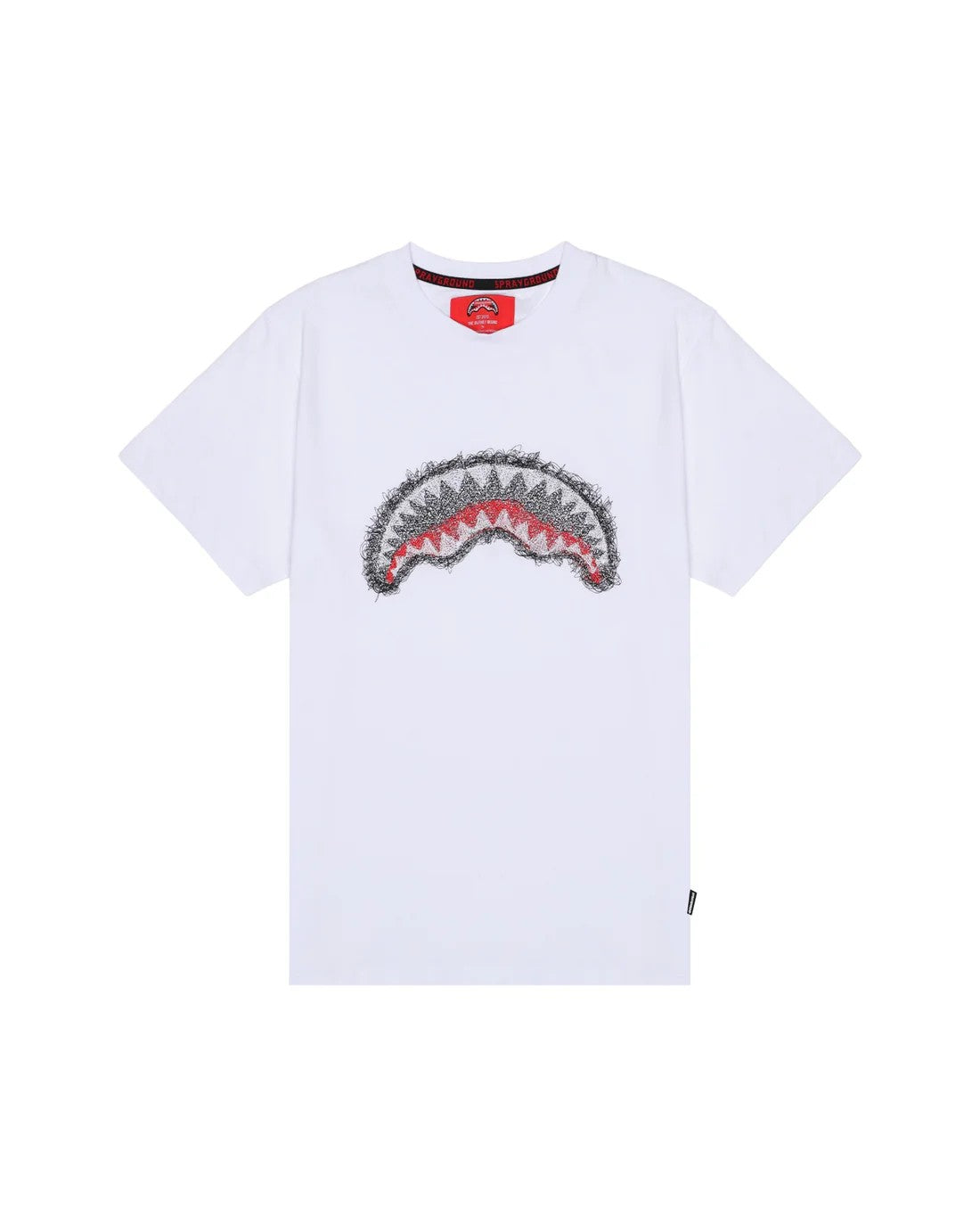 SCRIBBLE EMBROIDERY SHARK REG<BR/>T-SHIRT WHT 