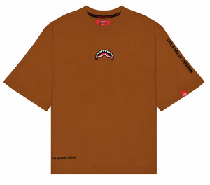 SPRAYGROUND BE A SHARK BOXY T-SHIRT BROWN