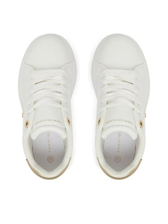 SNEAKER BASSA ALLACCIATA BIANCO/PLATINO 