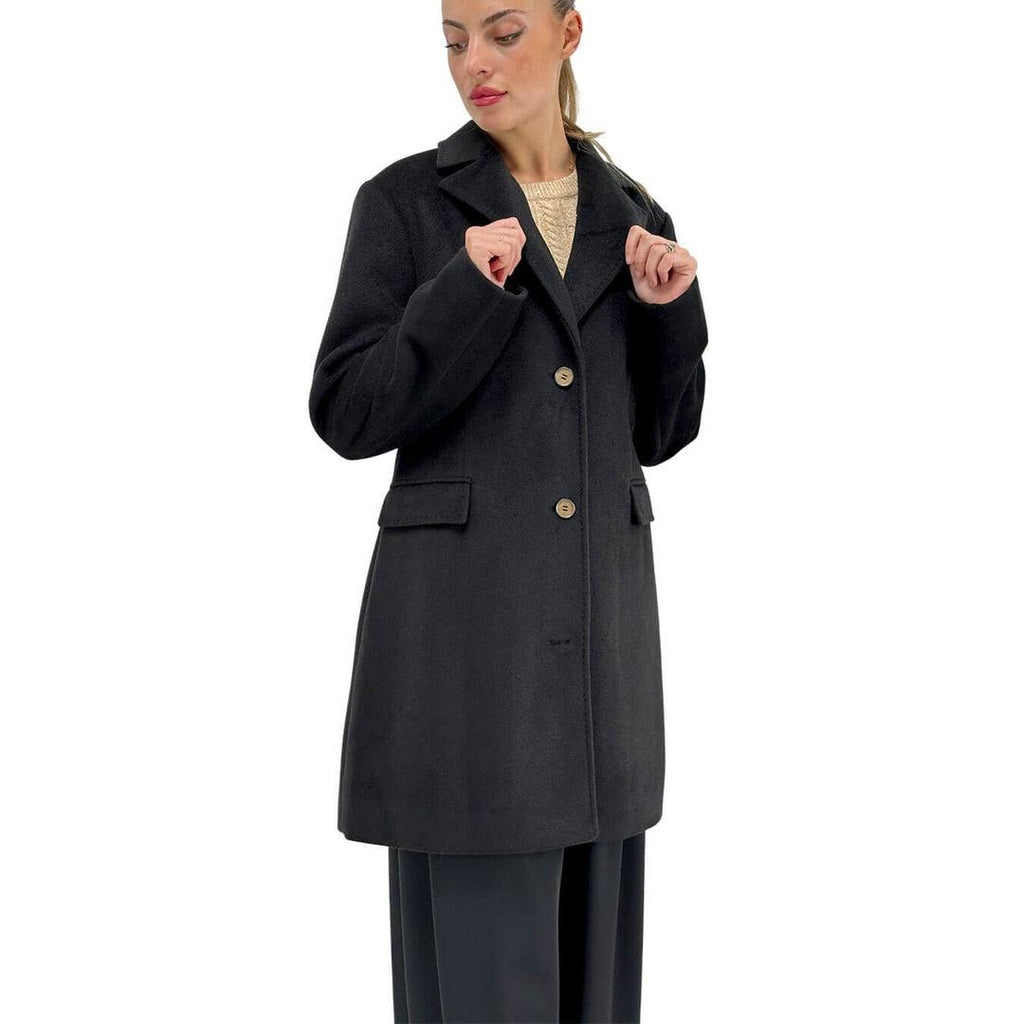 CAPPOTTO IN PANNO COLLO REVERS MW9640601/NERO MARKUP