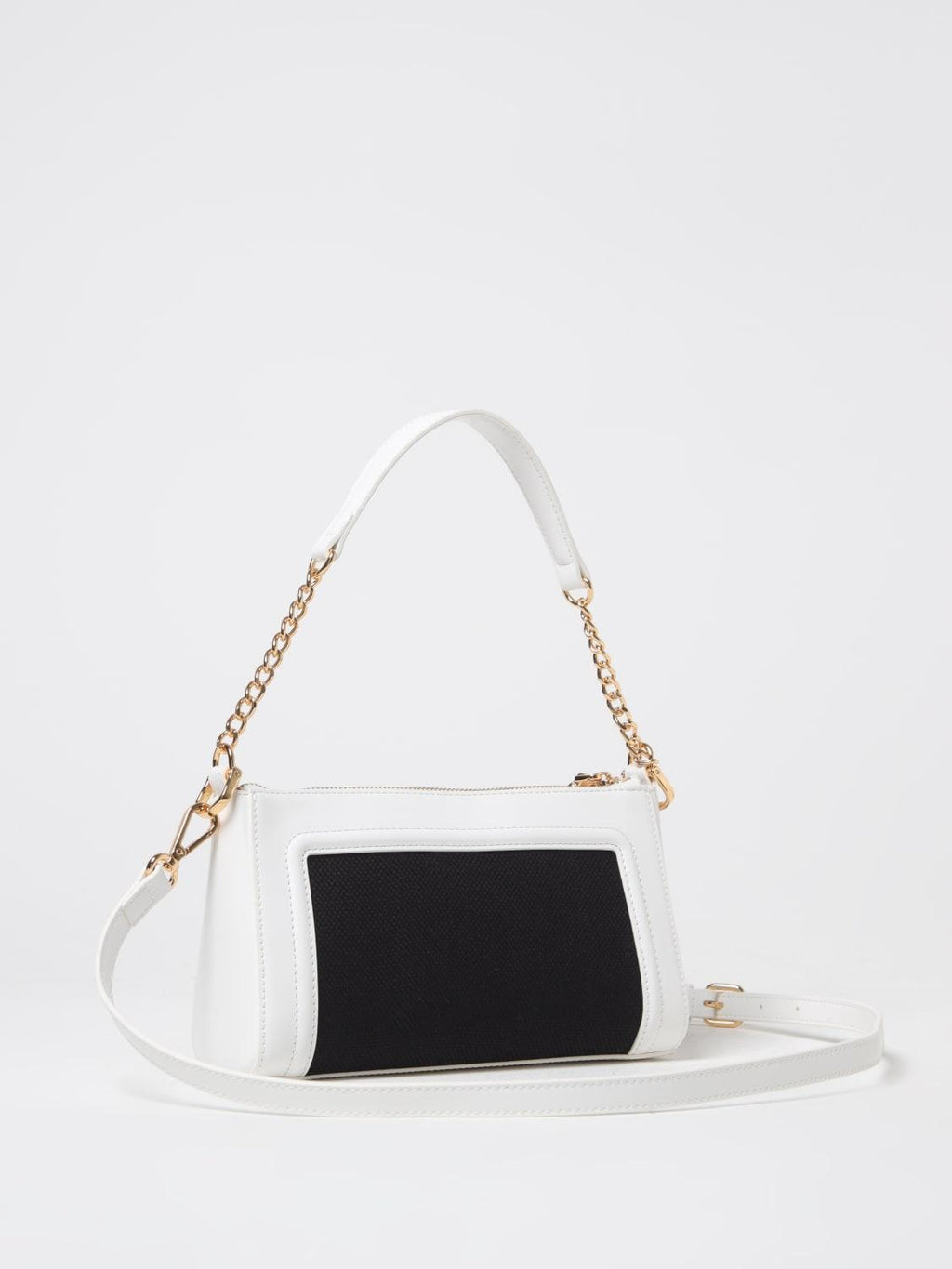 BORSA CANVAS NERO+PU BIANCO 