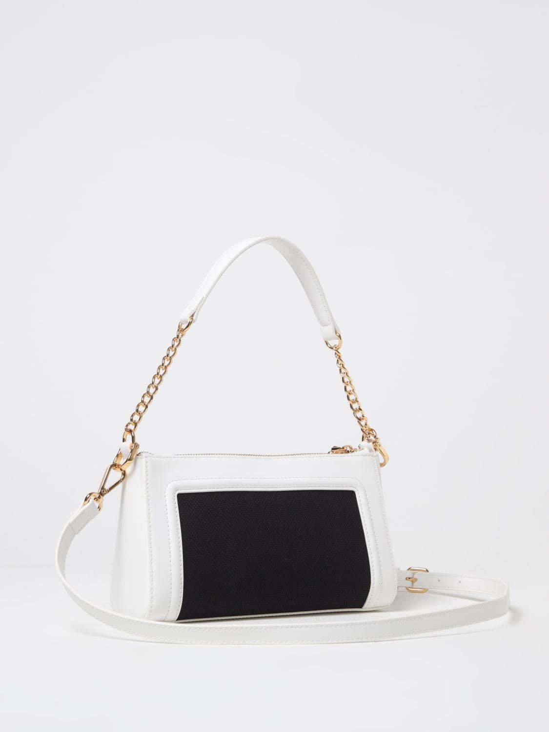 BORSA CANVAS NERO+PU BIANCO 