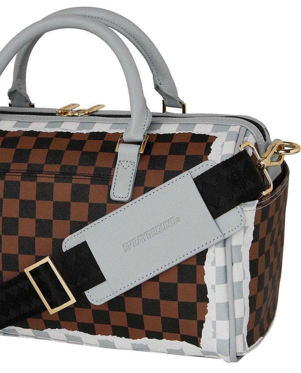 CREAM BROWN TEAR CHECK MINI UDUFFLE 