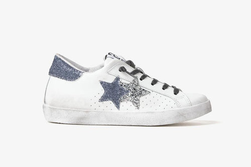 SNEAKERS PRIME STAR BIANCO/ARGENTO/BLU 