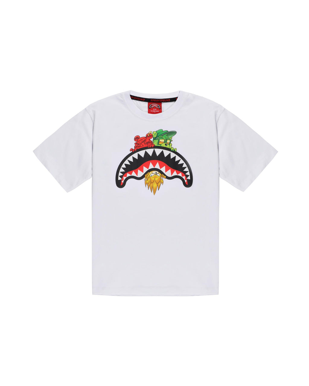 SHARKS IN PARIS CHARACTERS SNEAKIN TSHIRT SPY1343/WHITE SPRAYGROUND