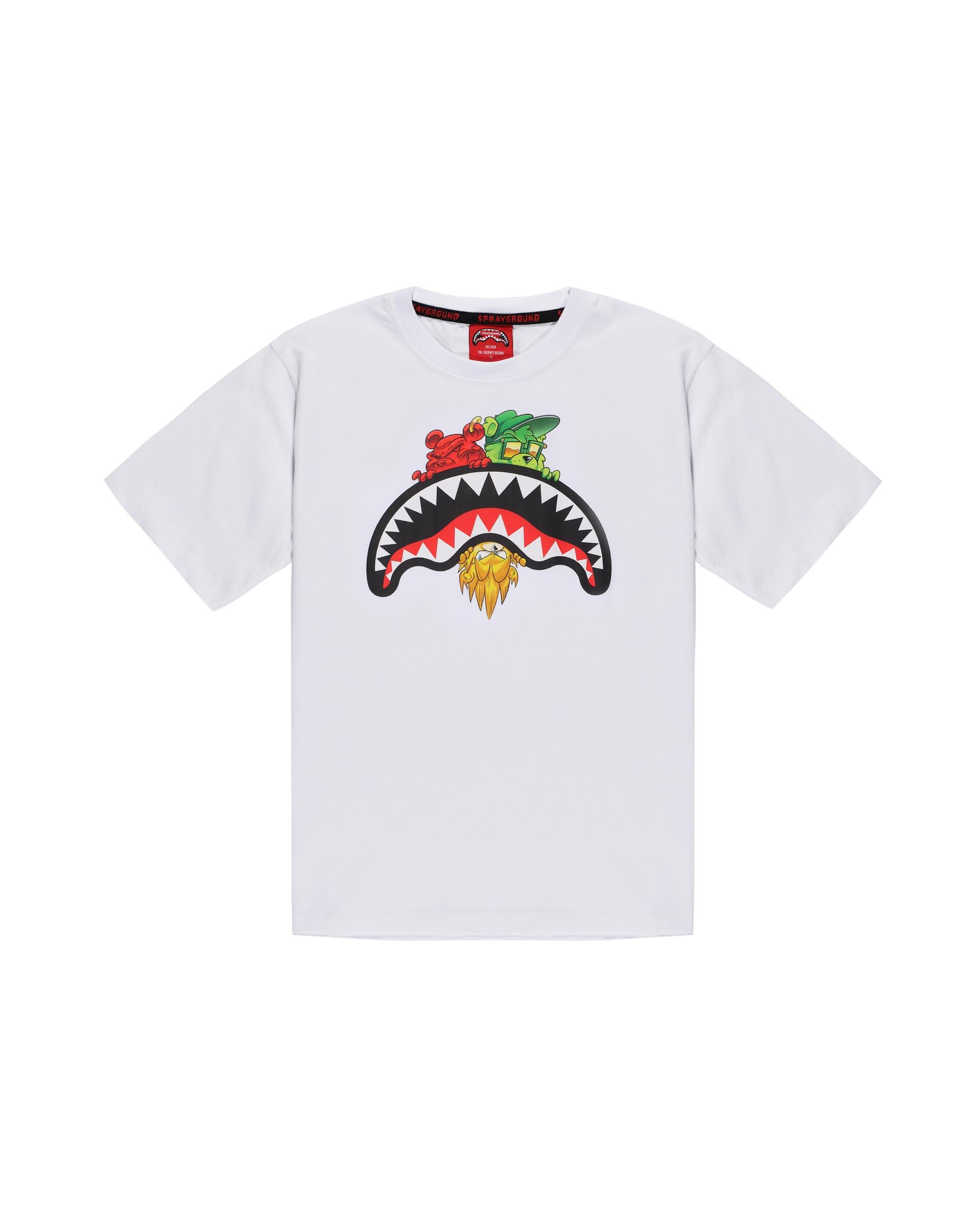 SHARKS IN PARIS CHARACTERS SNEAKIN TSHIRT SPY1343/WHITE SPRAYGROUND