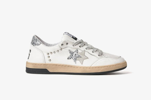 SNEAKERS WEEK STAR BIANCO/ARGENTO CON BORCHIE 