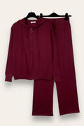 LOVEme Completo in maglia, felpa con zip e cappuccio e pantalone a palazzo