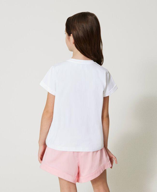 T-SHIRT M/C STAMPA RIGHE E SCARPETTE 