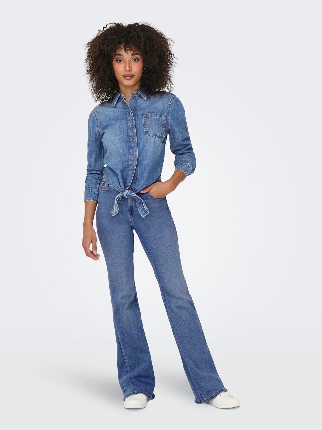 ONLSEVIGNY LECEY LS KNOT DNM SHIRT AKM 15344186/Medium Blue Denim ONLY