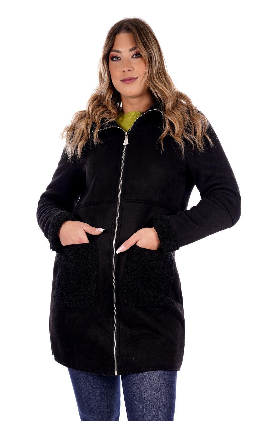 MONTONE LUNGO INTERNO IN ECO AGNELLINO MW564038/NERO MARKUP